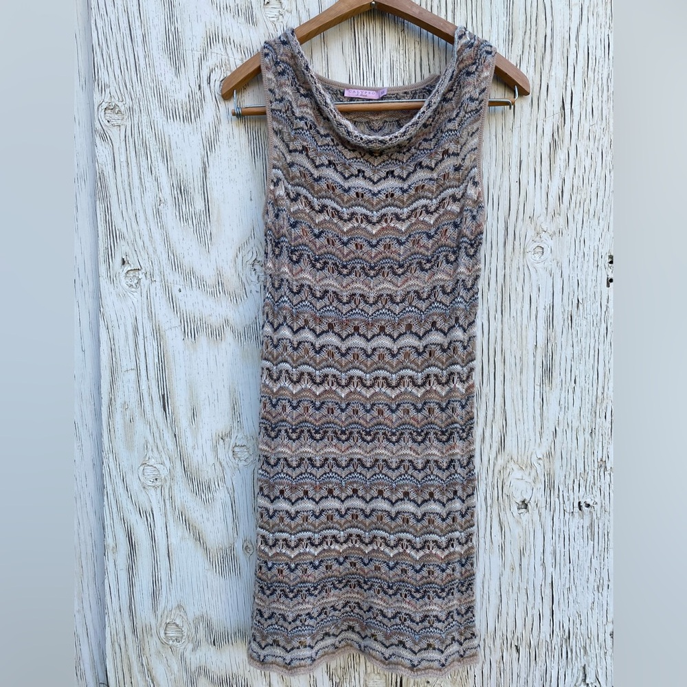 Calypso St Barth Mini Sleeveless Knit Neutral Colored Dress With Under Slip XS